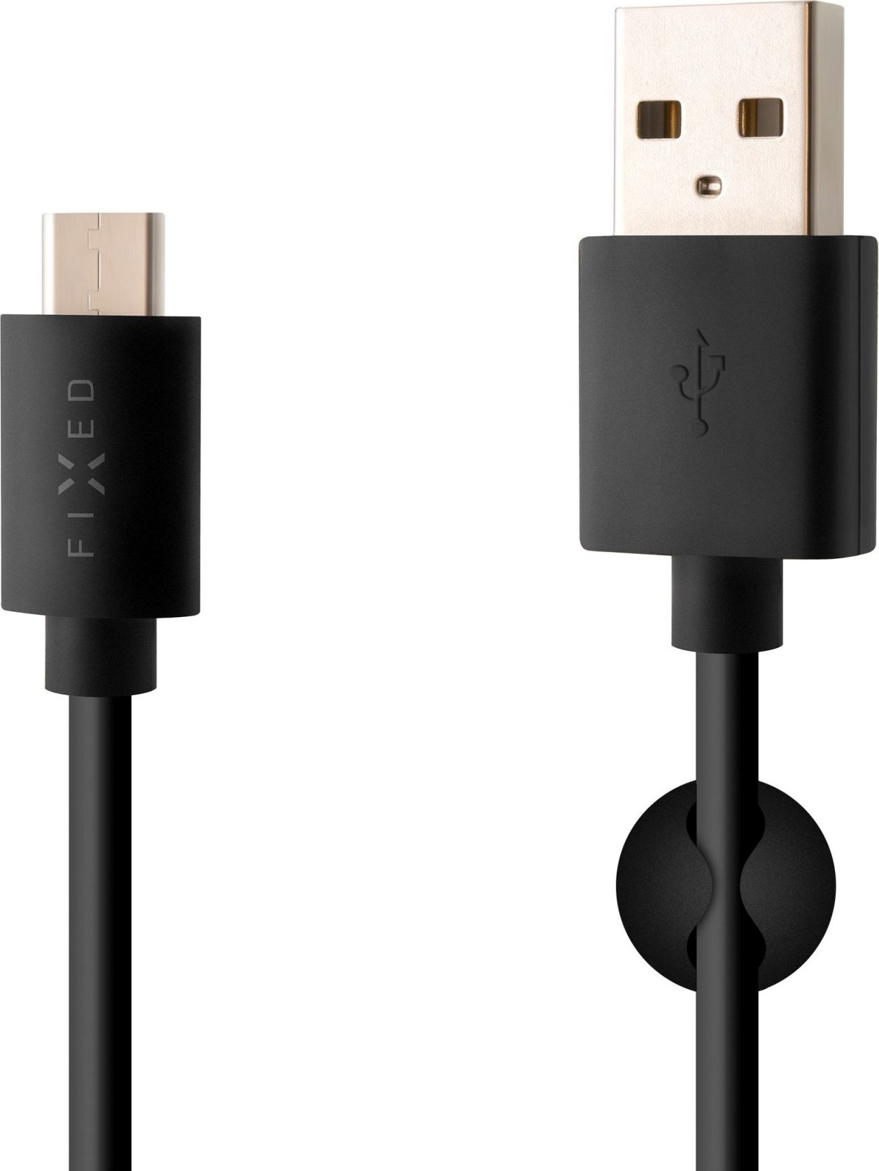 Dlouhý datový a nabíjecí kabel FIXED s konektory USB/USB-C, USB 2.0, 2 metry, černý