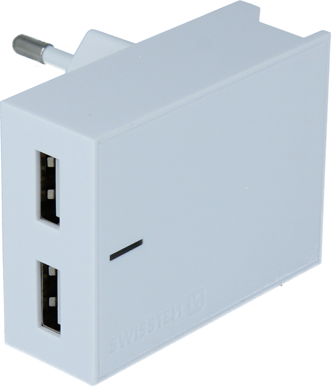 SWISSTEN SÍŤOVÝ ADAPTÉR SMART IC 2x USB 3A POWER + DATOVÝ KABEL USB / LIGHTNING 1,2 M BÍLÝ