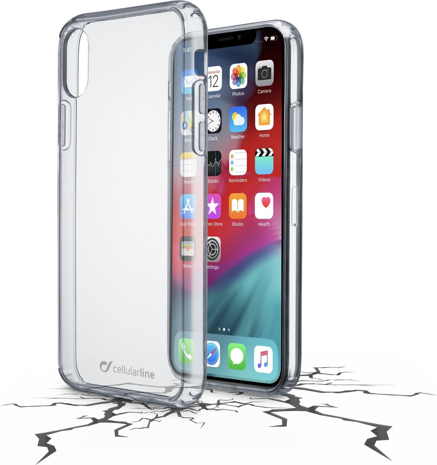 Zadní čirý kryt s ochranným rámečkem Cellularline CLEAR DUO pro Apple iPhone XS Max