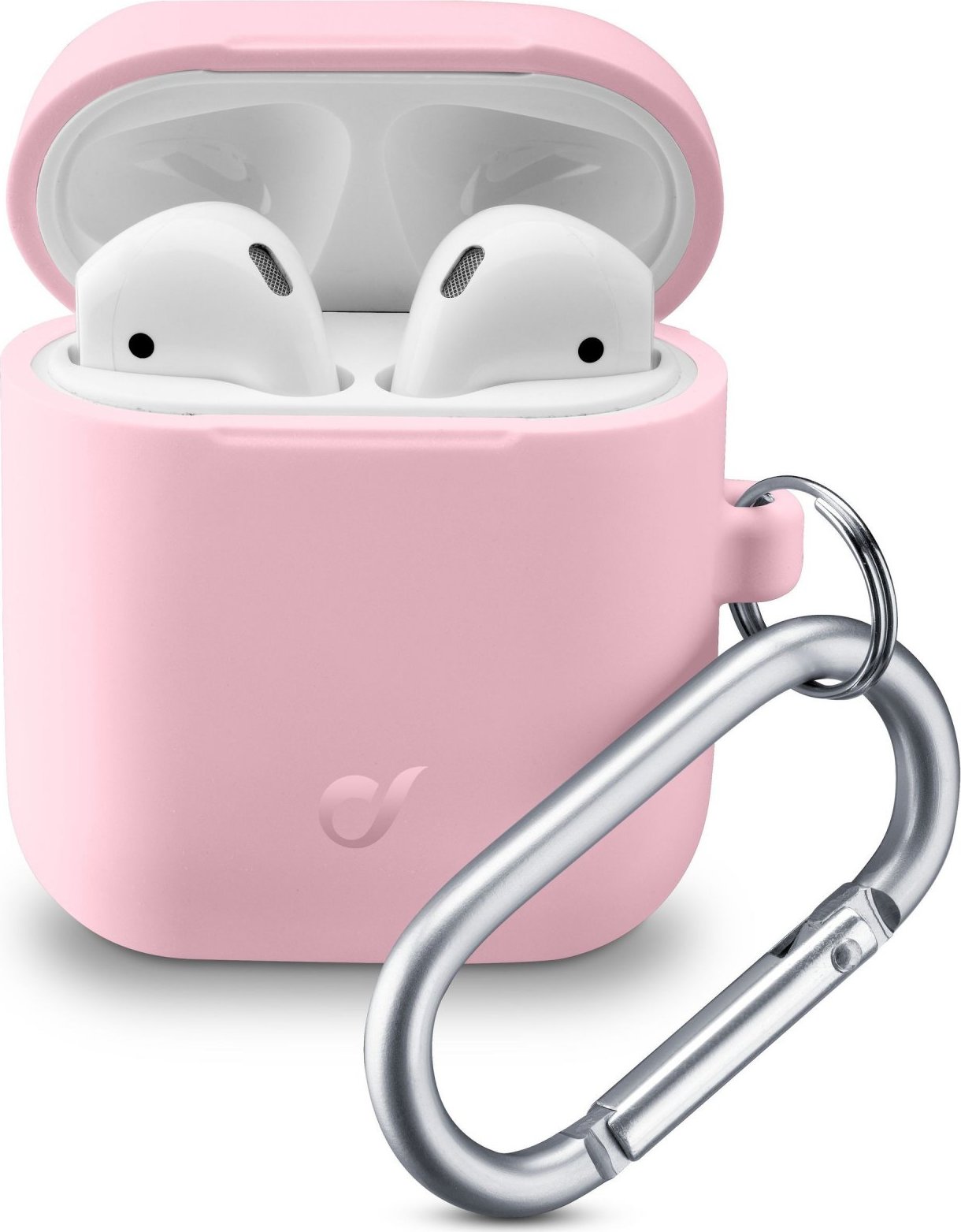 Ochranný kryt s karabinou Cellularline Bounce pro Apple AirPods 1 & 2, růžový