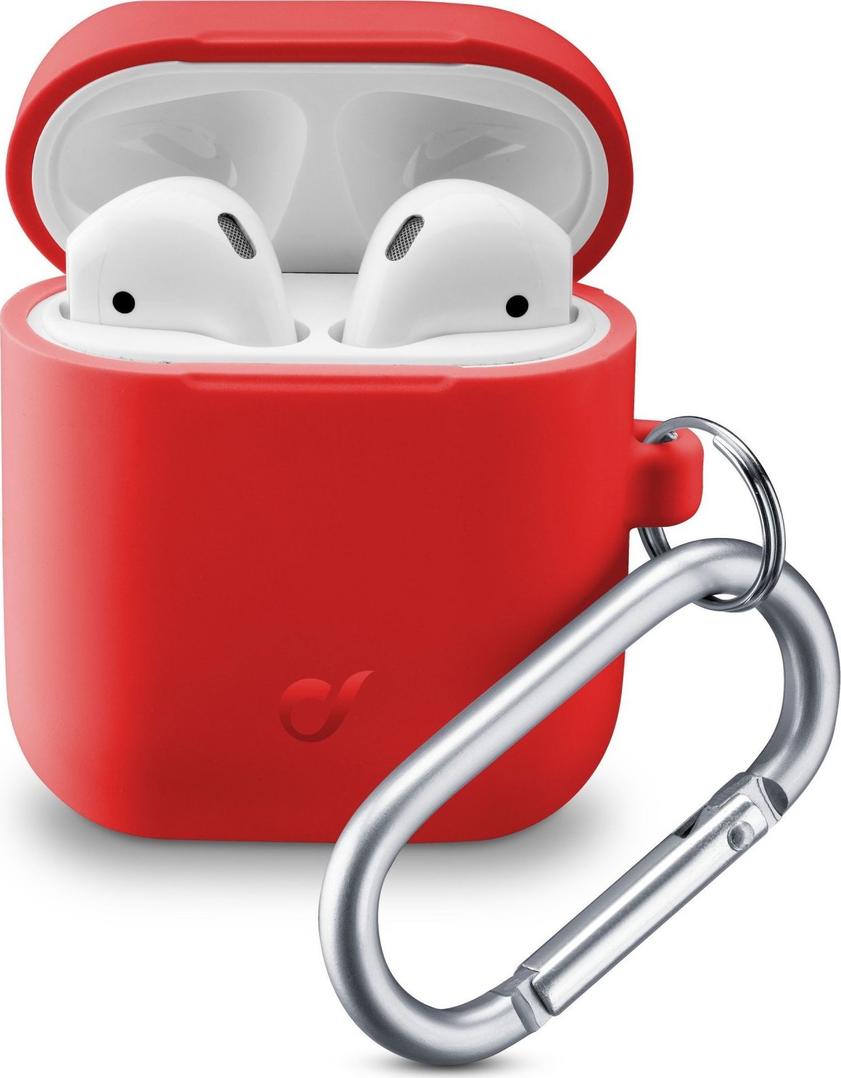 Ochranný kryt s karabinou Cellularline Bounce pro Apple AirPods 1 & 2, červený