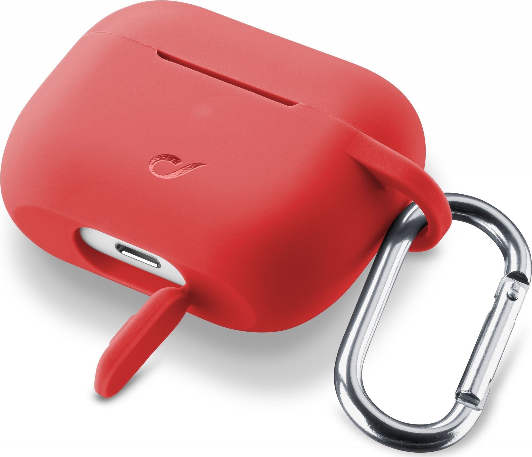 Ochranný kryt s karabinou Cellularline Bounce pro Apple AirPods Pro, červený