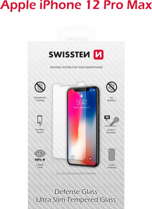 OCHRANNÉ TEMPEROVANÉ SKLO SWISSTEN PRO APPLE IPHONE 12 PRO MAX RE 2,5D