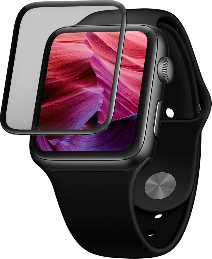 Ochranné tvrzené sklo FIXED 3D Full-Cover pro Apple Watch 42mm s aplikátorem, s lepením přes celý displej, černé