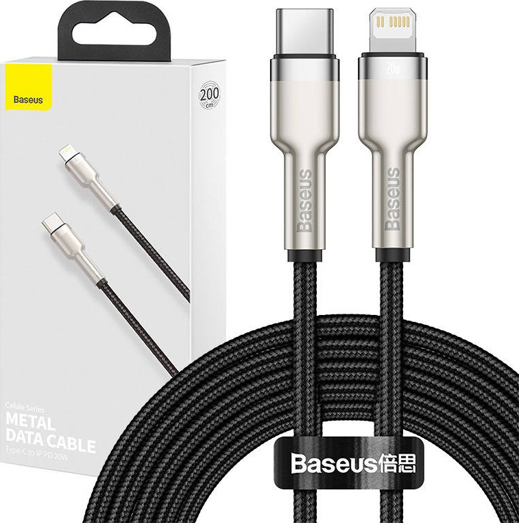 BASEUS CAFULE METAL LIGHTNING CABLE PD20W 200CM BLACK