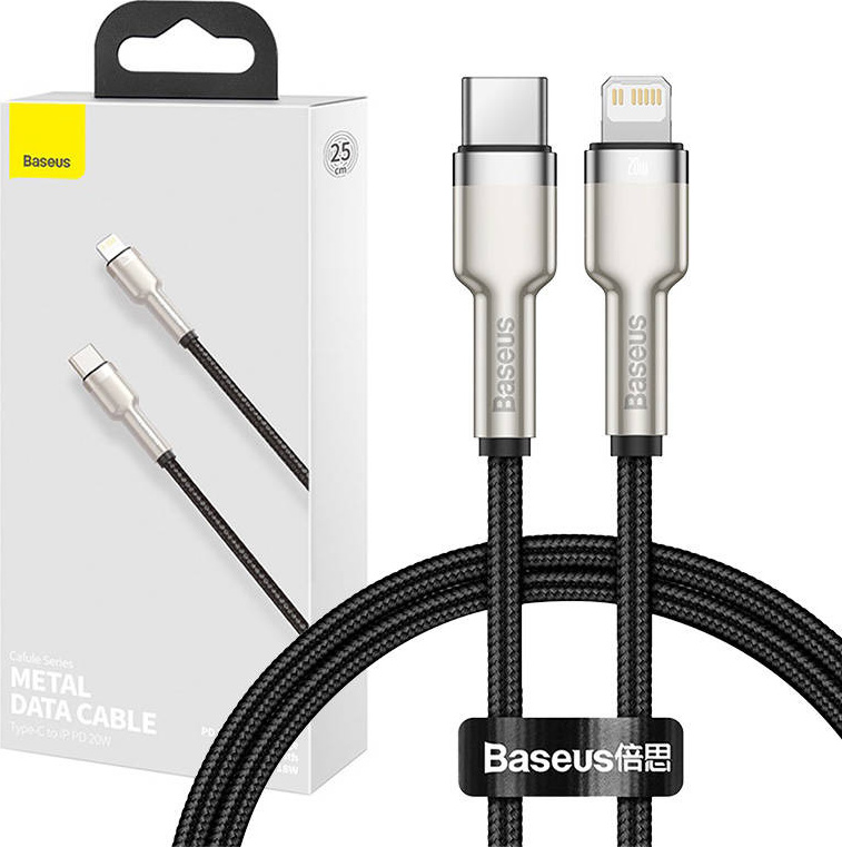 Baseus Cafule Metal Series Datový Kabel USB-C - Lightning 20W 0.25m Black