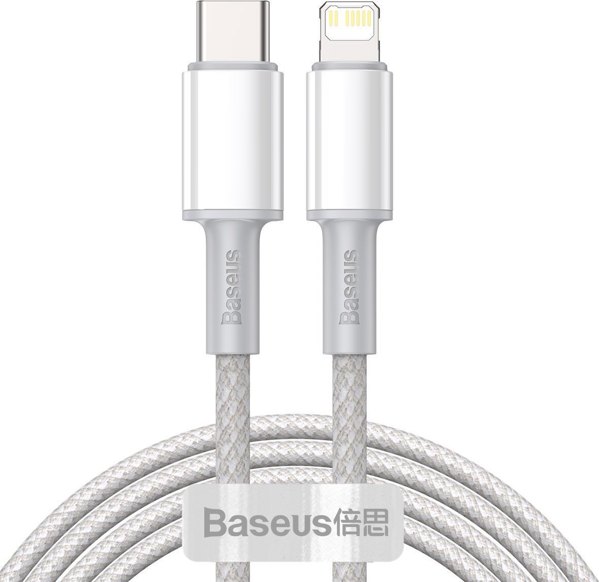 USB-C na Lightning Baseus High Density Braided Cable, 20W, PD, 2m (bílý)