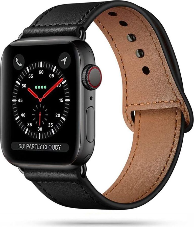 TECH-PROTECT LEATHERFIT APPLE WATCH 4 / 5 / 6 / 7 / 8 / 9 / SE / ULTRA 1 / 2 (42 / 44 / 45 / 49 MM) BLACK