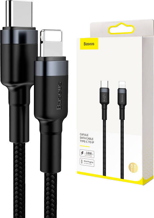 Kabel Baseus Cafule Type-C pro iPhone PD 18W 1m šedo-černý