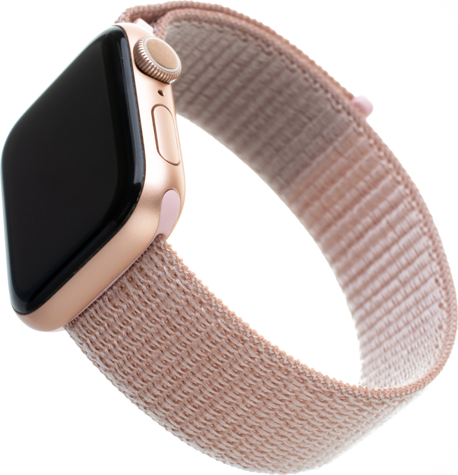 Nylonový řemínek FIXED Nylon Strap pro Apple Watch 38/40/41mm, růžově zlatý