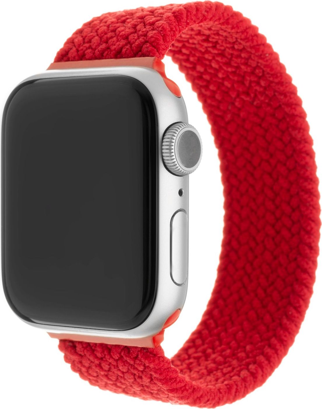 Elastický nylonový řemínek FIXED Nylon Strap pro Apple Watch 42/44/45/46/49mm, velikost L, červený