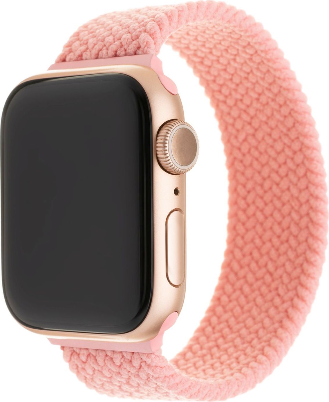 Elastický nylonový řemínek FIXED Nylon Strap pro Apple Watch 42/44/45/46/49mm, velikost L, růžový
