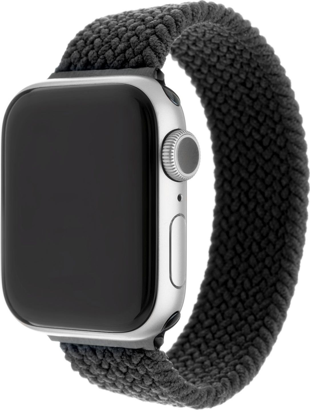 Elastický nylonový řemínek FIXED Nylon Strap pro Apple Watch 42/44/45/46/49mm, velikost XL, černý