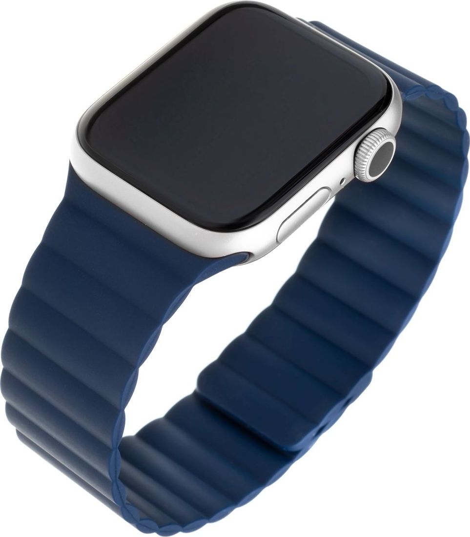 Silikonový řemínek FIXED Magnetic Strap s magnetickým zapínáním pro Apple Watch 42/44/45/46/49mm, modrý