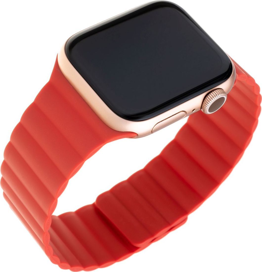 Silikonový řemínek FIXED Magnetic Strap s magnetickým zapínáním pro Apple Watch 42/44/45/46/49mm, červený