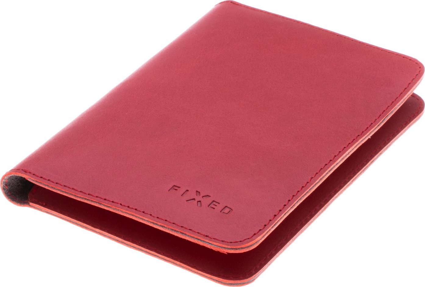 Kožená peněženka FIXED Smile Passport se smart trackerem FIXED Smile PRO, velikost cestovního pasu, červená