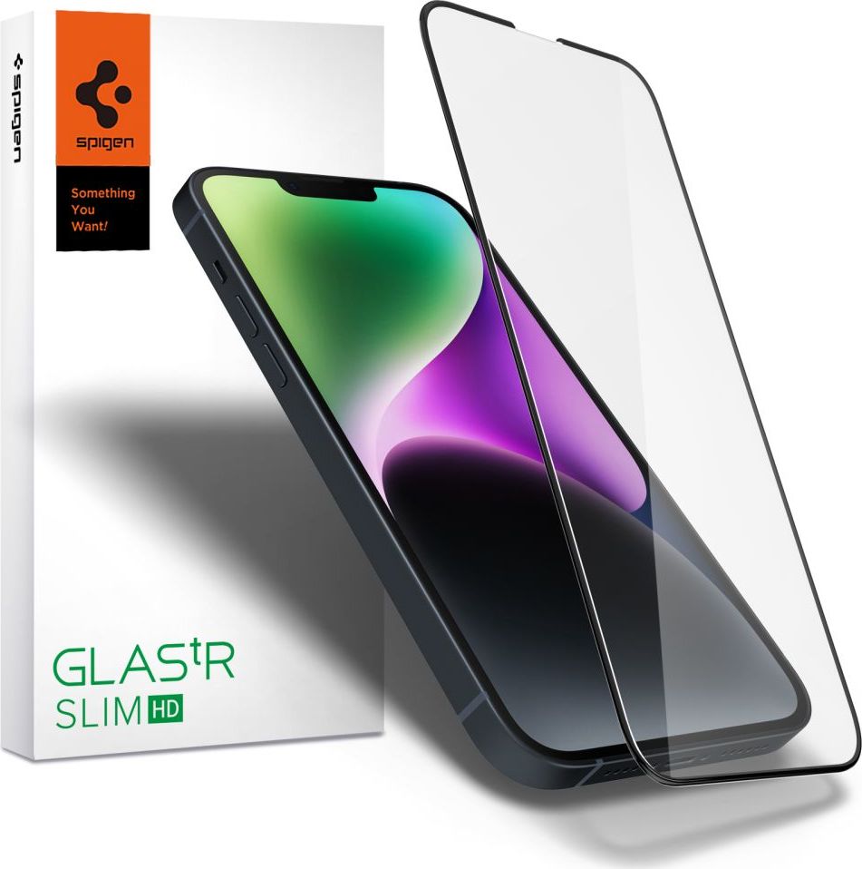Tvrzené sklo SPIGEN GLASS FC IPHONE 13 / 13 PRO / 14 / 16E BLACK
