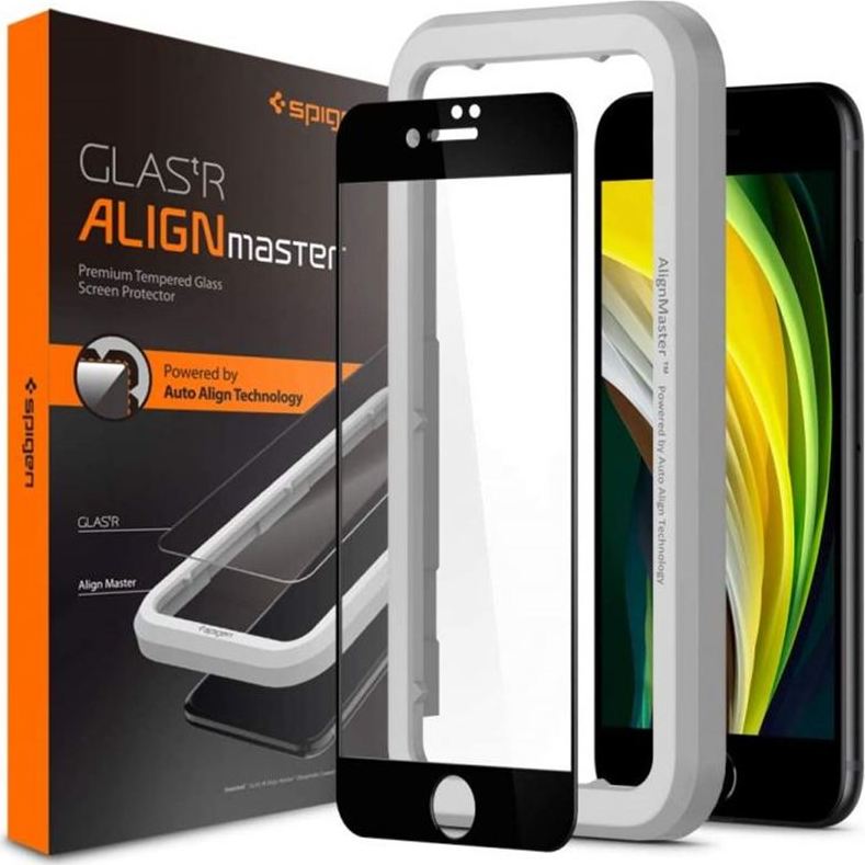 Tvrzené sklo Spigen AlignMaster FC, black - iPhone SE/8/7