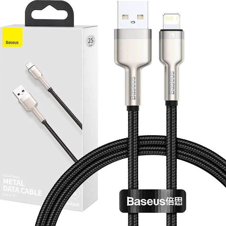 BASEUS CAFULE METAL LIGHTNING CABLE 2.4A 25CM BLACK