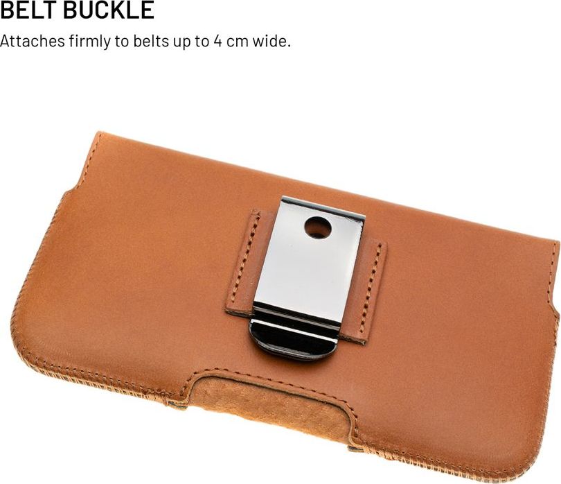 Horizontální kožené pouzdro FIXED Posh se zavíráním, velikost 6XL+, hnědé