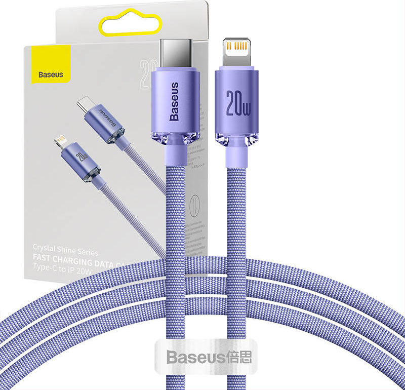 Baseus CAJY000205 Crystal Shine Series Datový Kabel USB-C - Lightning 20W 1,2m Purple