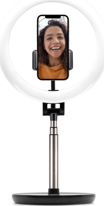 Stativ s kruhovým LED svítidlem a ovládáním na USB kabelu FIXED LEDRing Lite, černý