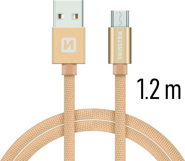 DATOVÝ KABEL SWISSTEN TEXTILE USB / MICRO USB 1,2 M ZLATÝ