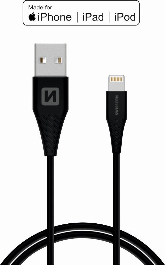 Levně DATOVÝ KABEL SWISSTEN TPE USB / LIGHTNING MFi 1,2 M ČERNÝ