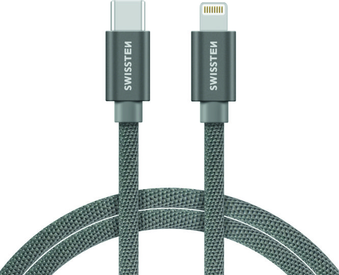 DATOVÝ KABEL SWISSTEN TEXTILE USB-C / LIGHTNING 2,0 M STŘÍBRNÝ