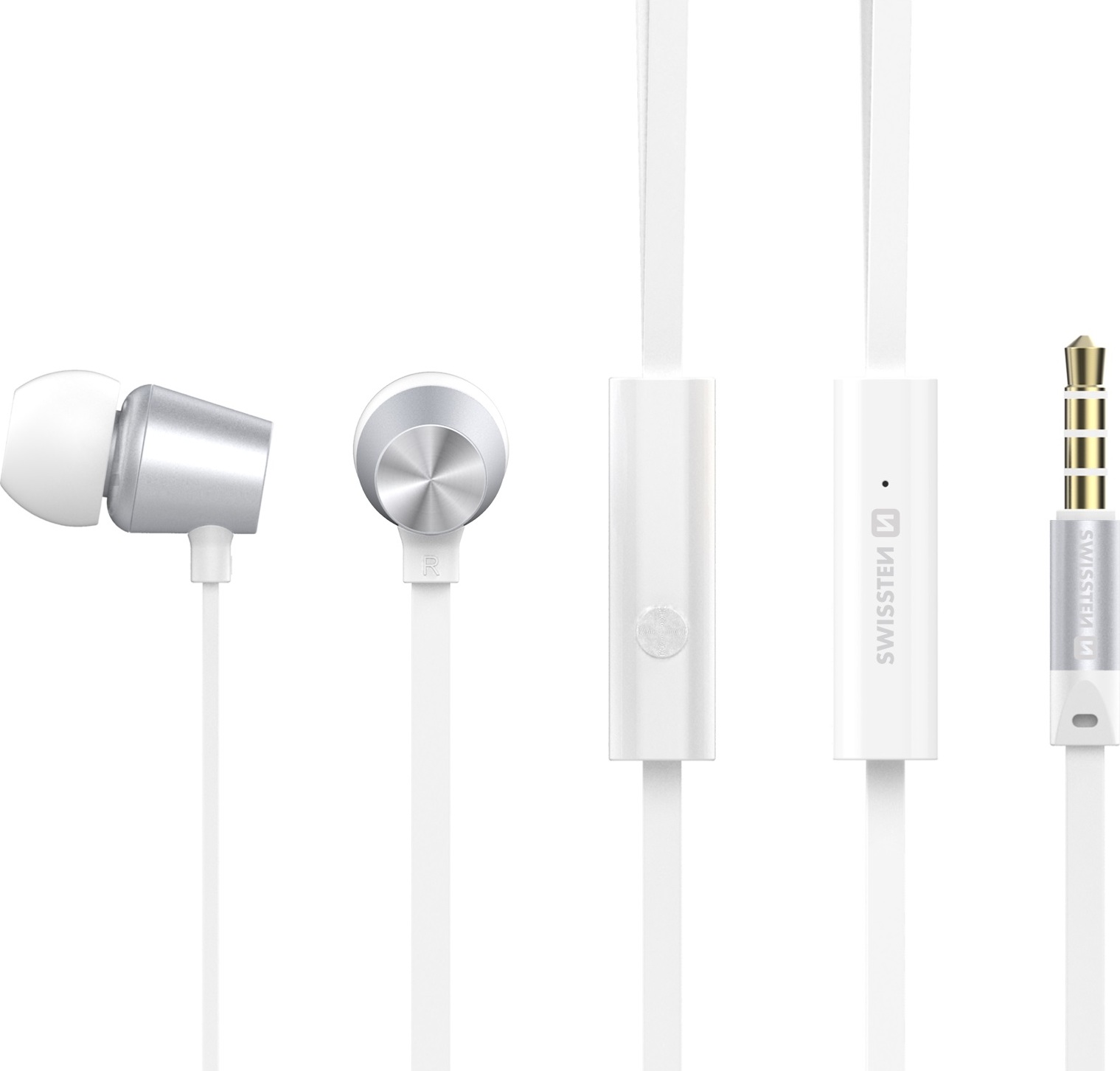 SLUCHÁTKA SWISSTEN EARBUDS DYNAMIC YS500 STŘÍBRNO/BÍLÁ