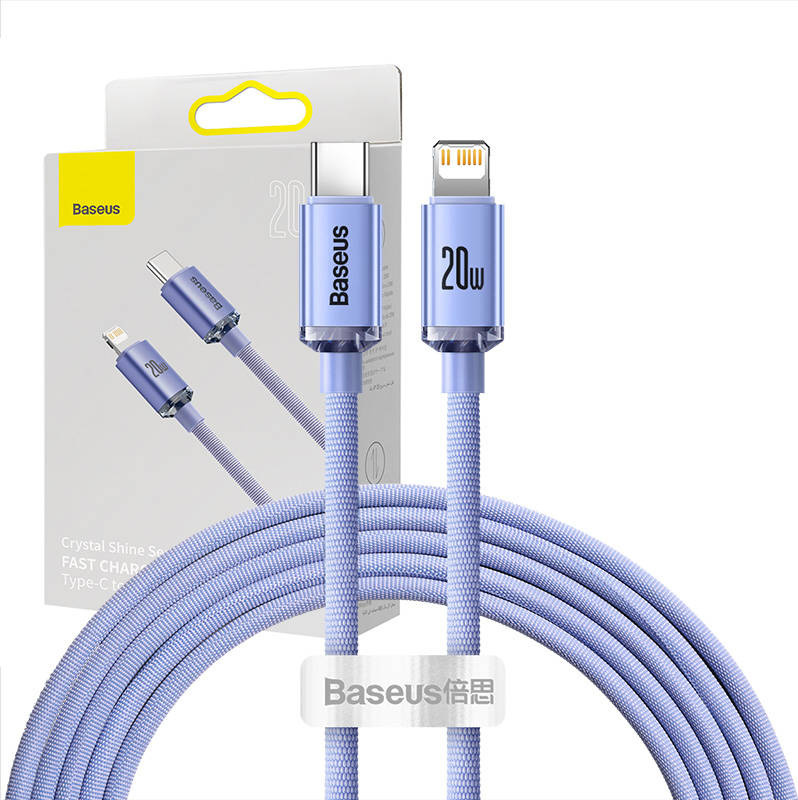 BASEUS CRYSTAL SHINE TYPE-C TO LIGHTNING CABLE PD20W 200CM PURPLE