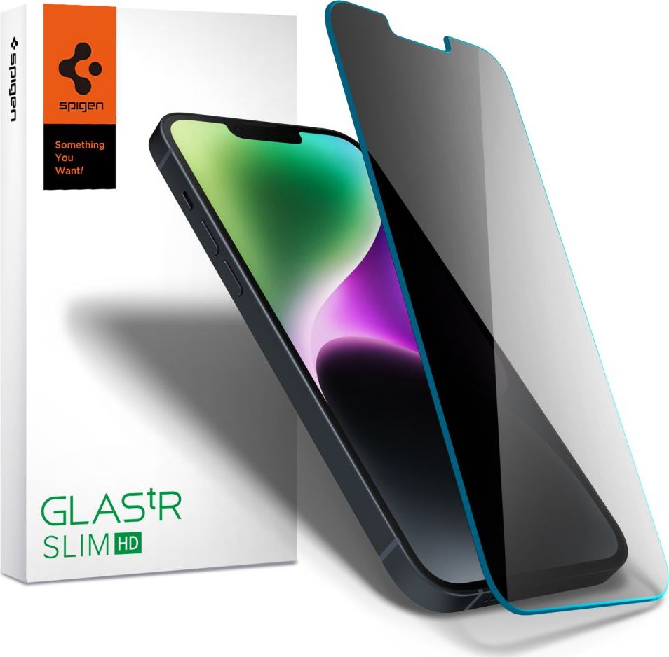 Tvrzené sklo SPIGEN GLAS.TR SLIM IPHONE 13 / 13 PRO / 14 / 16E PRIVACY