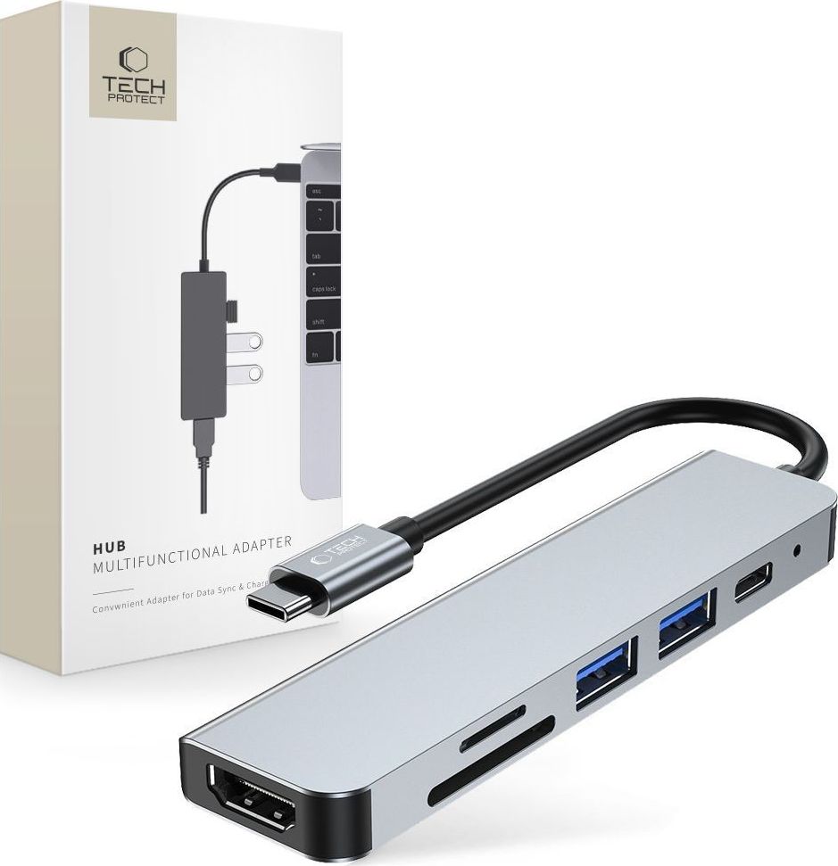 TECH-PROTECT V4-HUB ADAPTER 6IN1 GREY