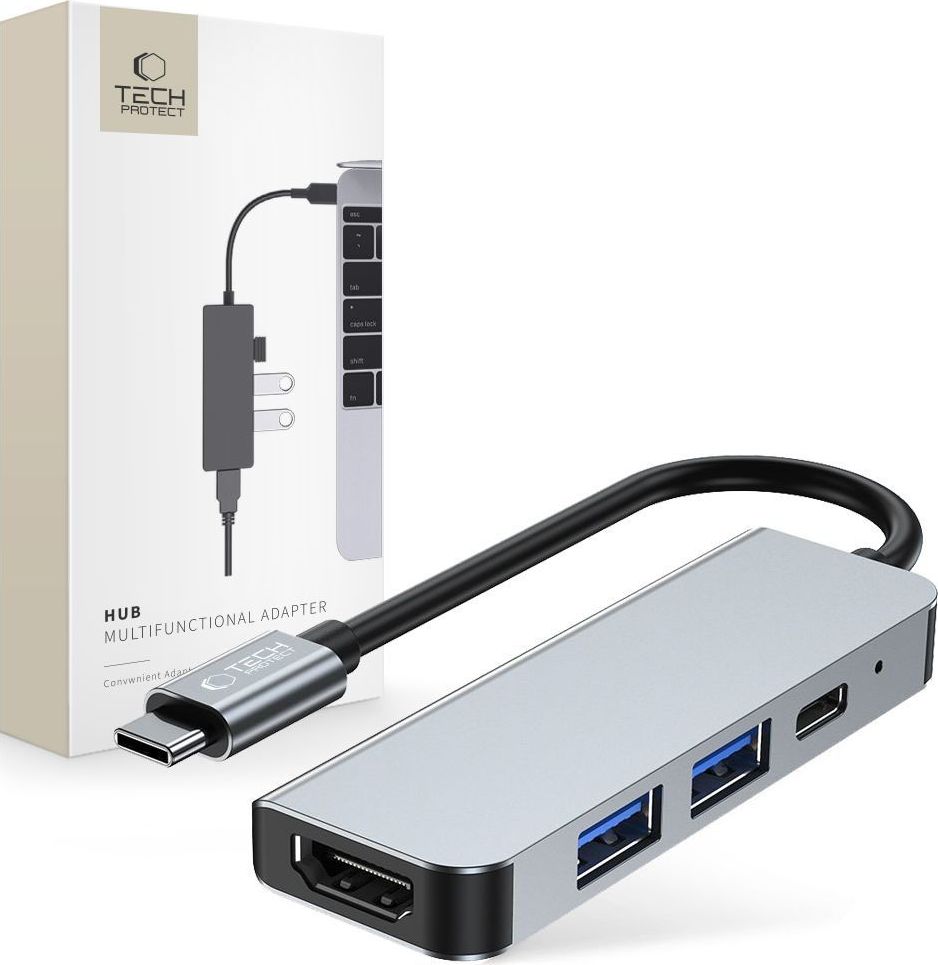 TECH-PROTECT V2-HUB ADAPTER 4IN1 GREY