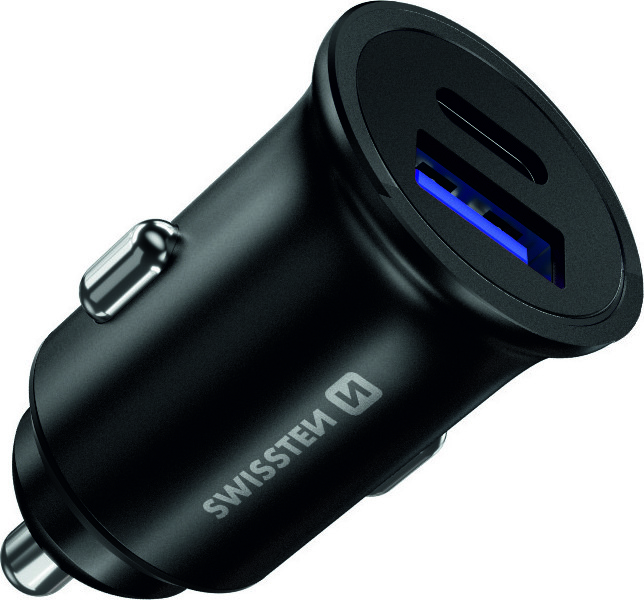 SWISSTEN CL ADAPTÉR POWER DELIVERY USB-C + QUICK CHARGE 3.0 36W METAL ČERNÝ (ECO BALENÍ)