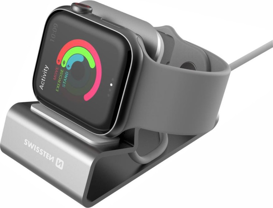 SWISSTEN HLINÍKOVÝ STOJÁNEK PRO APPLE WATCH STŘÍBRNÝ