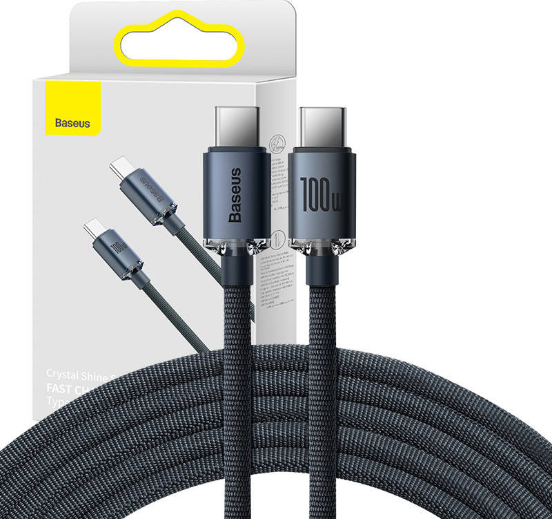 BASEUS CRYSTAL SHINE TYPE-C TO TYPE-C CABLE PD100W/3A 200CM BLACK