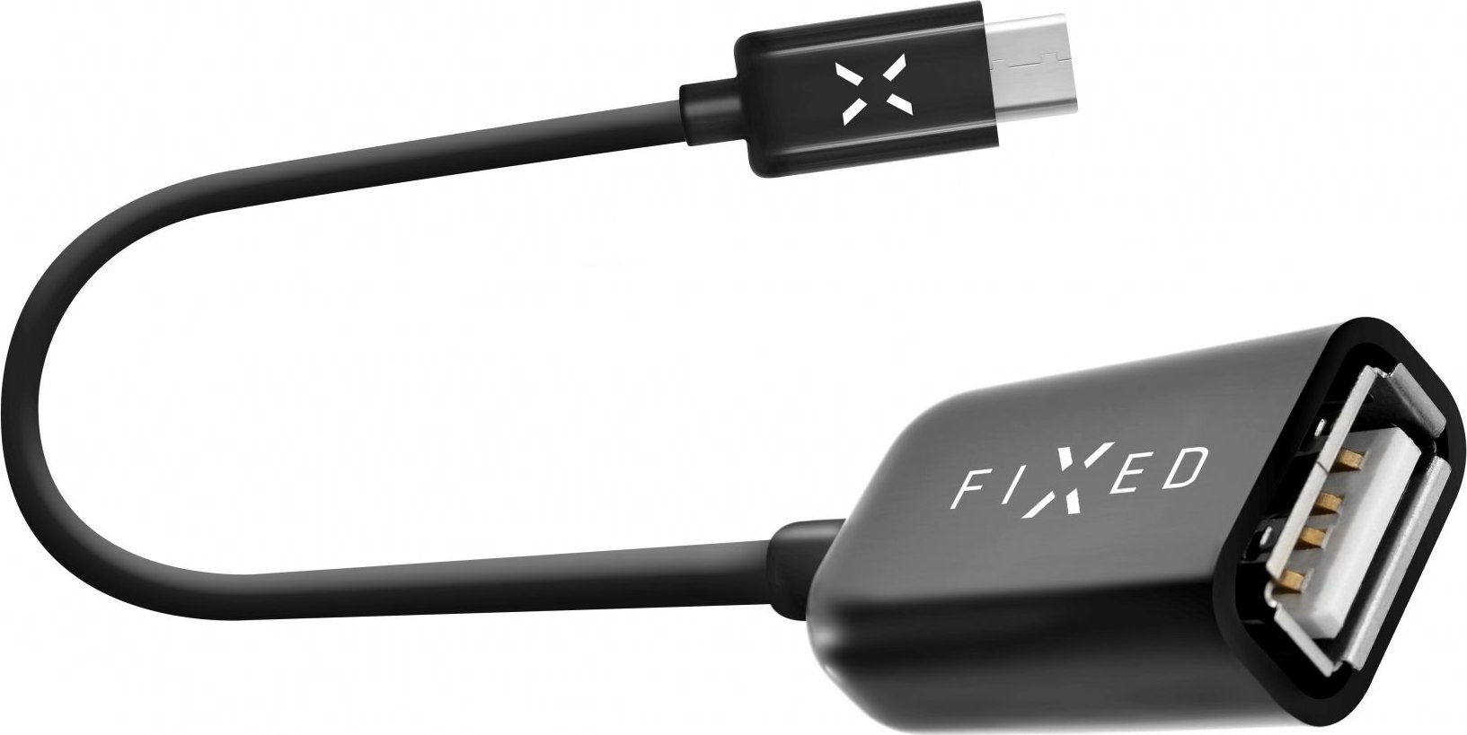 OTG datový kabel FIXED s konektory USB-C/USB-A, USB 2.0, 20 cm, černý