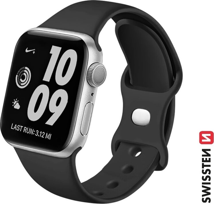 SWISSTEN ŘEMÍNEK PRO APPLE WATCH SILIKONOVÝ 42 / 44 / 45 / 49 mm ČERNÝ