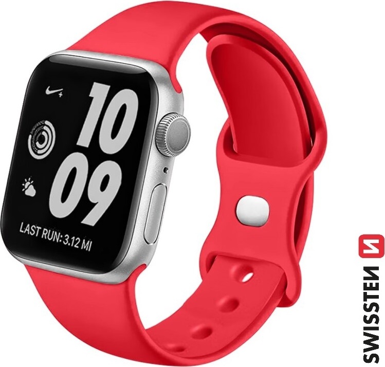 SWISSTEN ŘEMÍNEK PRO APPLE WATCH SILIKONOVÝ 42 / 44 / 45 / 49 mm ČERVENÝ