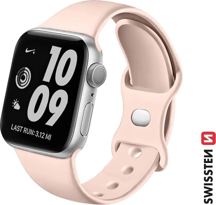 SWISSTEN ŘEMÍNEK PRO APPLE WATCH SILIKONOVÝ 42 / 44 / 45 / 49 mm PÍSKOVĚ RŮŽOVÝ