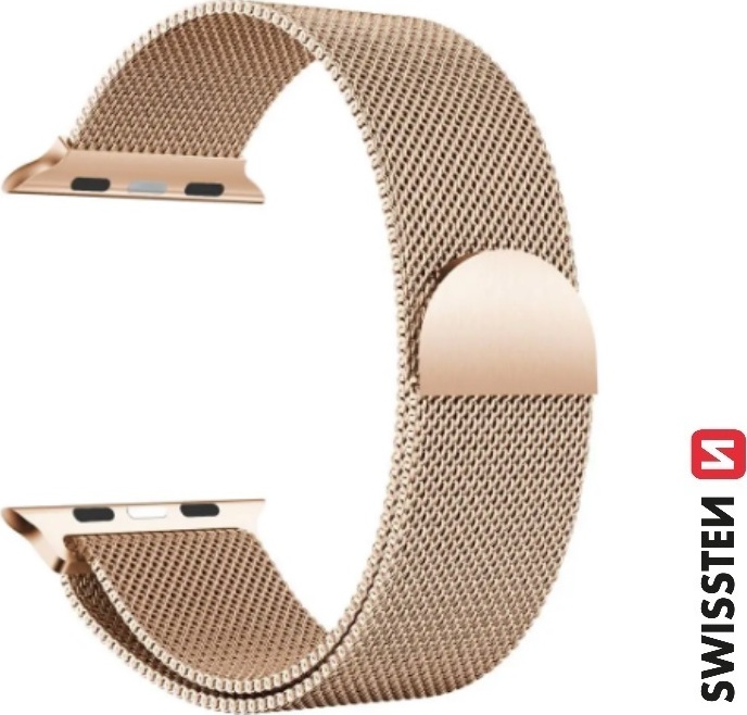 SWISSTEN ŘEMÍNEK PRO APPLE WATCH MILÁNSKÝ TAH 42 / 44 / 45 / 49 mm ZLATÝ