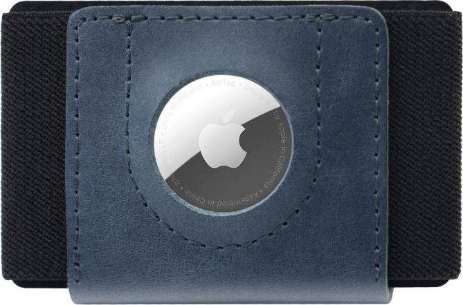 Kožená peněženka FIXED Tiny Wallet for AirTag z pravé hovězí kůže, modrá