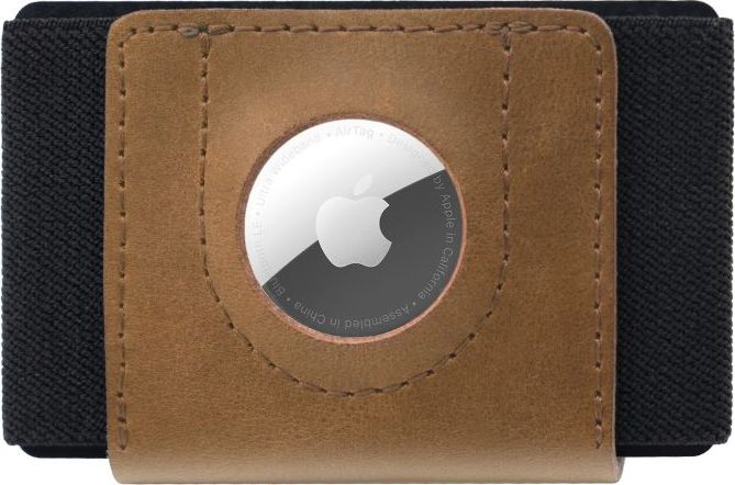 Kožená peněženka FIXED Tiny Wallet for AirTag z pravé hovězí kůže, hnědá