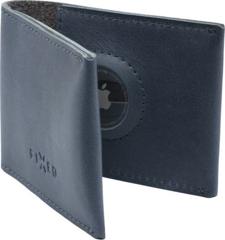 Kožená peněženka FIXED Wallet for AirTag z pravé hovězí kůže, modrá