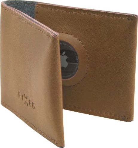 Kožená peněženka FIXED Wallet for AirTag z pravé hovězí kůže, hnědá