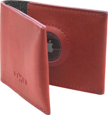 Kožená peněženka FIXED Wallet for AirTag z pravé hovězí kůže, červená