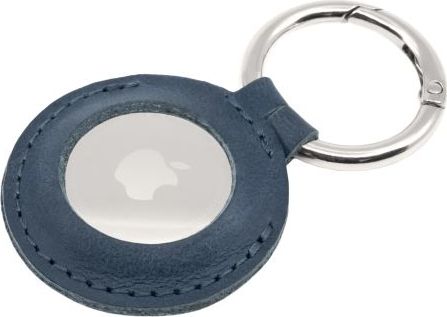 Pouzdro FIXED Case for AirTag z pravé hovězí kůže s karabinou, modré