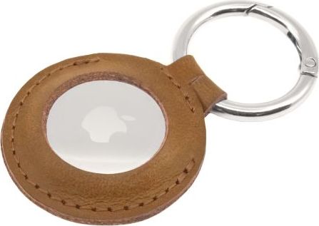 Pouzdro FIXED Case for AirTag z pravé hovězí kůže s karabinou, hnědé