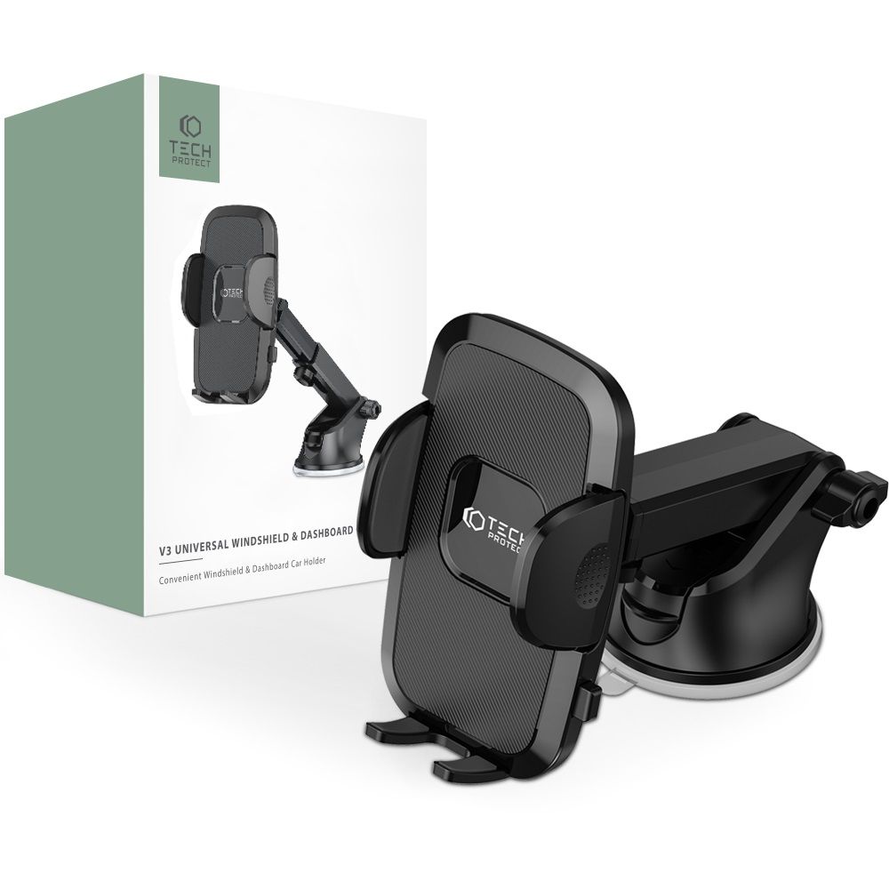 TECH-PROTECT V3 UNIVERSAL WINDSHIELD & DASHBOARD CAR MOUNT BLACK - držák na telefon na palubní desku automobilu